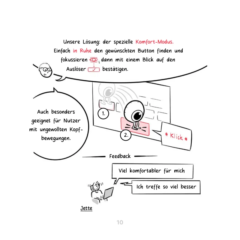 Comic page: the comfort mode with focusing and confirming in two steps